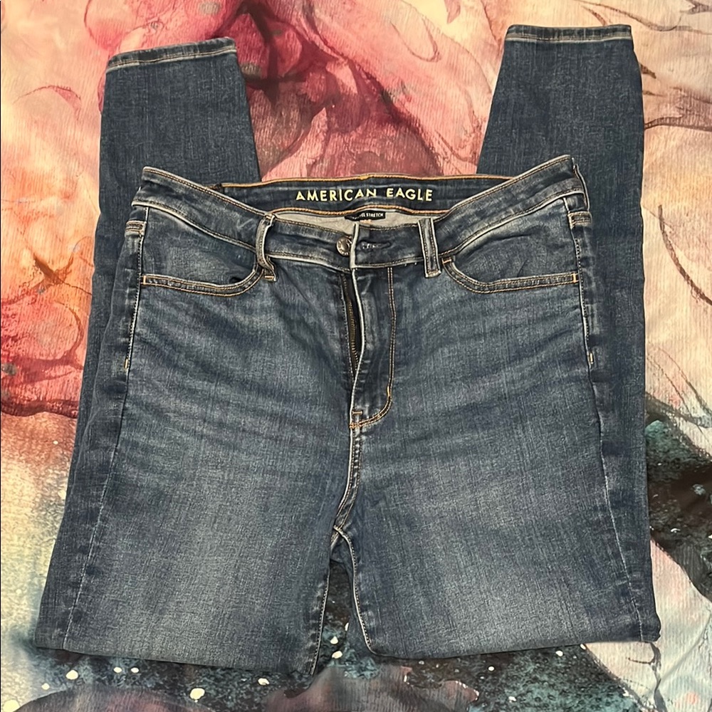 American Eagle Outfitters Women's Dark Blue Stretch Denim Jeans